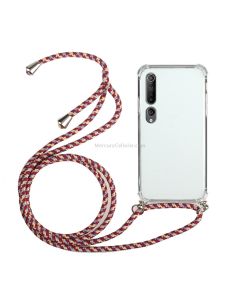 For Xiaomi Mi 10 Four-Corner Shockproof Transparent TPU Protective Case with Lanyard