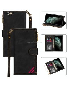 Zipper Multi-card Slots Horizontal Flip PU Leather Case with Holder & Card Slots & Wallet & Lanyard & Photo Frame for iPhone 6s / 6