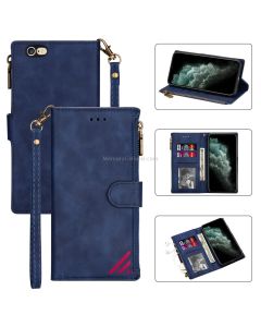 Zipper Multi-card Slots Horizontal Flip PU Leather Case with Holder & Card Slots & Wallet & Lanyard & Photo Frame for iPhone 6s / 6