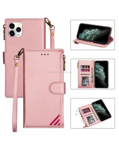 Zipper Multi-card Slots Horizontal Flip PU Leather Case with Holder & Card Slots & Wallet & Lanyard & Photo Frame for iPhone 12 / 12 Pro