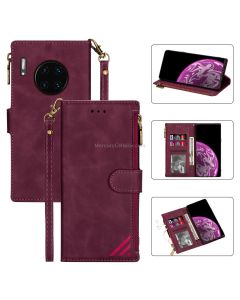 For Huawei Mate 30 Pro Zipper Multi-card Slots Horizontal Flip PU Leather Case with Holder & Card Slots & Wallet & Lanyard & Photo Frame