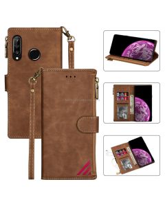 For Huawei P30 Lite Zipper Multi-card Slots Horizontal Flip PU Leather Case with Holder & Card Slots & Wallet & Lanyard & Photo Frame