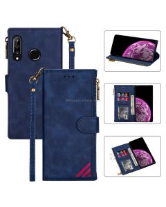 For Huawei P30 Lite Zipper Multi-card Slots Horizontal Flip PU Leather Case with Holder & Card Slots & Wallet & Lanyard & Photo Frame