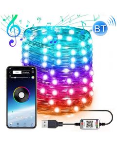 RGB USB LED Copper Wire Light String Holiday Decoration Light String Bluetooth Mobile APP Control, Length:2m 20 LED