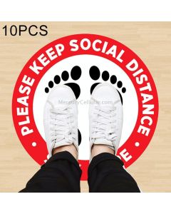 10 PCS Self-adhesive Waterproof PVC Epidemic Prevention Social Distance Floor Stickers, Length：30cm