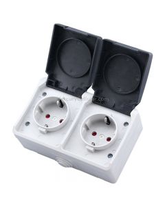 IP44 Waterproof Double-connection Socket with Cover, EU Plug