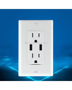 PC Double-connection Power Socket Switch with USB, US Plug, Square White UL 15A Double Plug