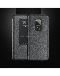 Top-grain Horizontal Flip Leather Case for Huawei Mate 20 X, with Call Answering Function & Sleep / Wake-up