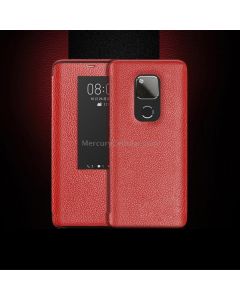 Top-grain Horizontal Flip Leather Case for Huawei Mate 20 X, with Call Answering Function & Sleep / Wake-up