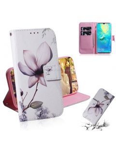Magnolia Flower Pattern Coloured Drawing Horizontal Flip Leather Case for Huawei Mate 20 X, with Holder & Card Slots & Wallet