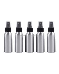 5 PCS Refillable Glass Fine Mist Atomizers Aluminum Bottle, 100ml