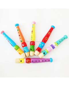 Kindergarten Children Early Education Teaching Aids Wooden Colorful Flute Musical Play Toys, Size: 20*2.5cm
