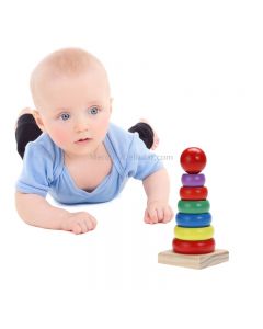 Colorful Small Rainbow Tower Column Early Education Intellectual Wood Toys