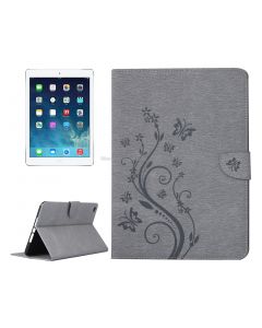 For iPad Air 2 Pressed Flowers Butterfly Pattern Horizontal Flip PU Leather Case with Magnetic Buckle & Holder & Card Slots & Wallet