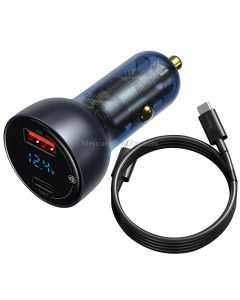 Baseus 65W Digital Display QC+PPS Quick Charge Type-C / USB-C + USB Car Charger with 1m Type-C Cable