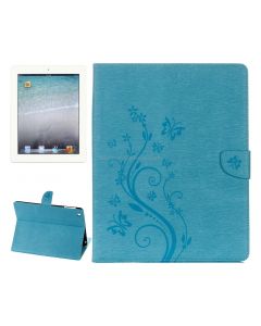 For iPad 4 Pressed Flowers Butterfly Pattern Horizontal Flip PU Leather Case with Magnetic Buckle & Holder & Card Slots & Wallet