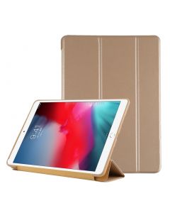 PU Plastic Bottom Case Foldable Deformation Left and Right Flip Leather Case with Three Fold Bracket & Smart Sleep for iPad Air3 2019