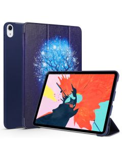 Horizontal Flip Blue Tree Pattern Colored Painted Leather Case for iPad Pro 11 inch