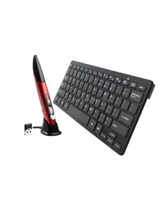 KM-808 2.4GHz Wireless Multimedia Keyboard + Wireless Optical Pen Mouse with USB Receiver Set for Computer PC Laptop, Random Pen Mouse Color Delivery