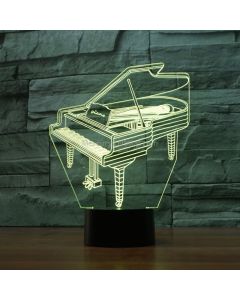 Piano Shape 3D Colorful LED Vision Light Table Lamp, 16 Colors Remote Control Version