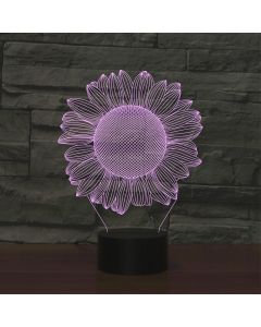 Sunflower Black Base Creative 3D LED Decorative Night Light, Rechargeable with Touch Button