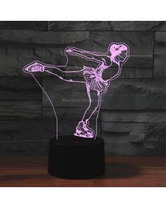 Ice Skating Black Base Creative 3D LED Decorative Night Light, USB with Touch Button Version