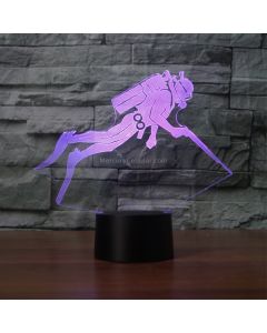 Diving Black Base Creative 3D LED Decorative Night Light, USB with Touch Button Version