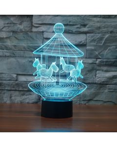 Carousel Black Base Creative 3D LED Decorative Night Light, 16 Color Remote Control Version