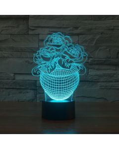 Rose Black Base Creative Colorful 3D LED Decorative Night Light, USB with Touch Button Version