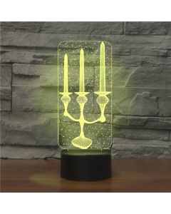 Candlestick Black Base Creative 3D LED Decorative Night Light, 16 Color Remote Control Version