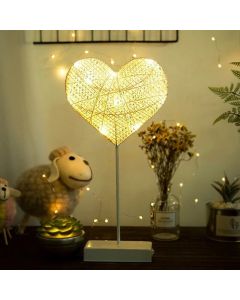 Heart Shape Rattan Romantic LED Holiday Light with Holder, Warm Fairy Decorative Lamp Night Light for Christmas, Wedding, Bedroom