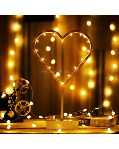Heart Shape Romantic LED String Holiday Light with Holder, Warm Fairy Decorative Lamp Night Light for Christmas, Wedding, Bedroom