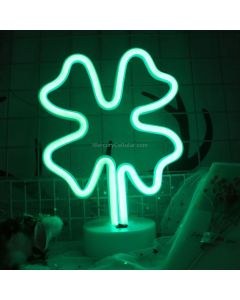 Four-leaf Clover Romantic Neon LED Holiday Light with Holder, Warm Fairy Decorative Lamp Night Light for Christmas, Wedding, Party, Bedroom