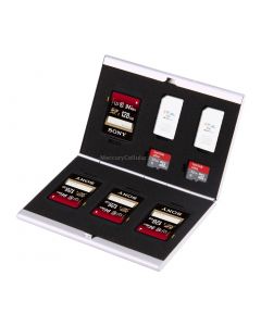 8 in 1 Memory Card Aluminum Alloy Protective Case Box for 4 SD + 2 TF + 2 Mini SD Cards