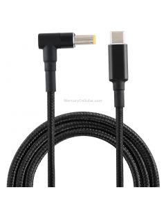 PD 100W 5.5 x 1.7mm Male Elbow to USB-C / Type-C Male Nylon Weave Power Charge Cable, Cable Length: 1.7m