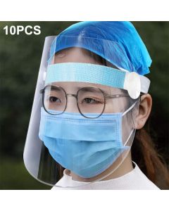 10 PCS Clear Protective Face Shield Anti-Saliva Splash Anti-Spitting Anti-Fog Anti-Oil Mask with Elastic Band