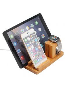 3 in 1 Bamboo Charging Holder Display Stand for Apple Watch 38mm & 42mm / iPhone 6 & 6 Plus / iPhone 5 & 5S & 5C / iPad
