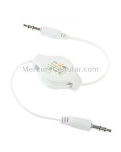 3.5mm Jack AUX Retractable Cable for iPhone / iPod / MP3 player / Mobile phones / Other Devices with a Standard 3.5mm headphone Jack, Length: 11cm (Can be Extended to 80cm), White