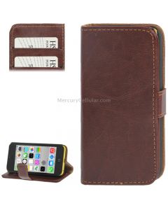 Crazy Horse Texture Leather Case with Credit Card Slot & Holder for iPhone 5C