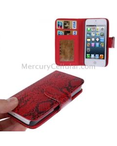 Horizontal Flip Snakeskin Texture Leather Case with Credit Card Slots for iPhone 5 & 5s & SE & SE