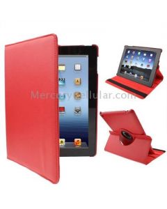 360 Degree Rotatable PU Leather Case with Sleep / Wake-up Function & Holder for New iPad (iPad 3) / iPad 2, Red