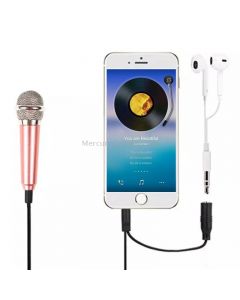 3.5mm Male + 3.5mm Female Ports Mini Household Mobile Phone Sing Song Metal Condenser Microphone, Compatible with IOS / Android System