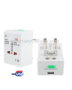 Universal US / EU / AU / UK Travel AC Power Adaptor Plug with USB Charger Socket