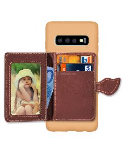 Leaf Magnetic Snap Litchi Texture TPU Protective Case for Galaxy S10+, with Card Slots & Holder & Wallet