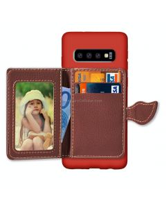Leaf Magnetic Snap Litchi Texture TPU Protective Case for Galaxy S10, with Card Slots & Holder & Wallet