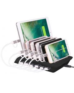 YM-UD06 5V 10.2A Output Universal Desktop Detachable 6 Ports USB Charging Station Multi-Device Hub Charging Dock, For iPad , Tablets, iPhone, Galaxy, Huawei, Xiaomi, LG, HTC and Other Smart Phones, Rechargeable Devices