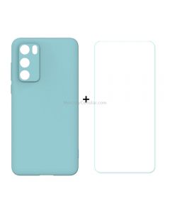 For HUAWEI P40 Hat-Prince ENKAY ENK-PC0412 2 in 1 Ultra-thin Solid Color TPU Slim Case Soft Cover + 0.26mm 9H 2.5D Tempered Glass Protector Film