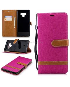 Color Matching Denim Texture Leather Case for Galaxy Note 9 , with Holder & Card Slots & Wallet & Lanyard