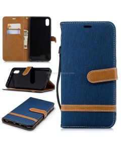 Color Matching Denim Texture Leather Case for iPhone Xs Max, with Holder & Card Slots & Wallet & Lanyard