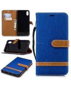 Color Matching Denim Texture Leather Case for iPhone XR, with Holder & Card Slots & Wallet & Lanyard